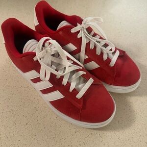Adidas Red and White Sneakers